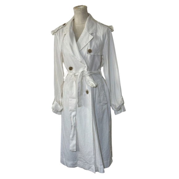 a new day Jackets & Blazers - NWOT Women's Linen Blend White Trench Coat Size XXL Lightweight